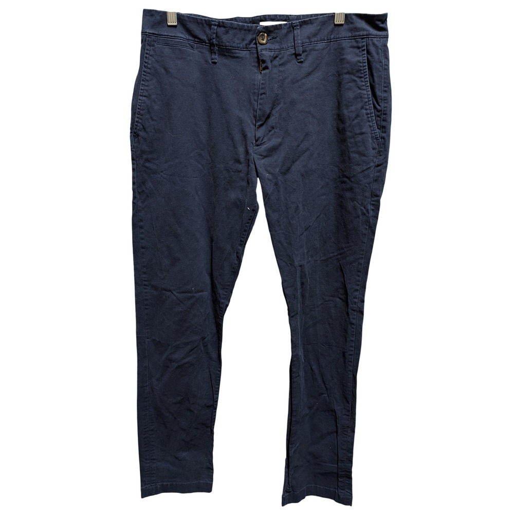 Goodfellow & Co Mens Navy Blue Chino Pants Slim Straight 34x32 Flat Front Twill
